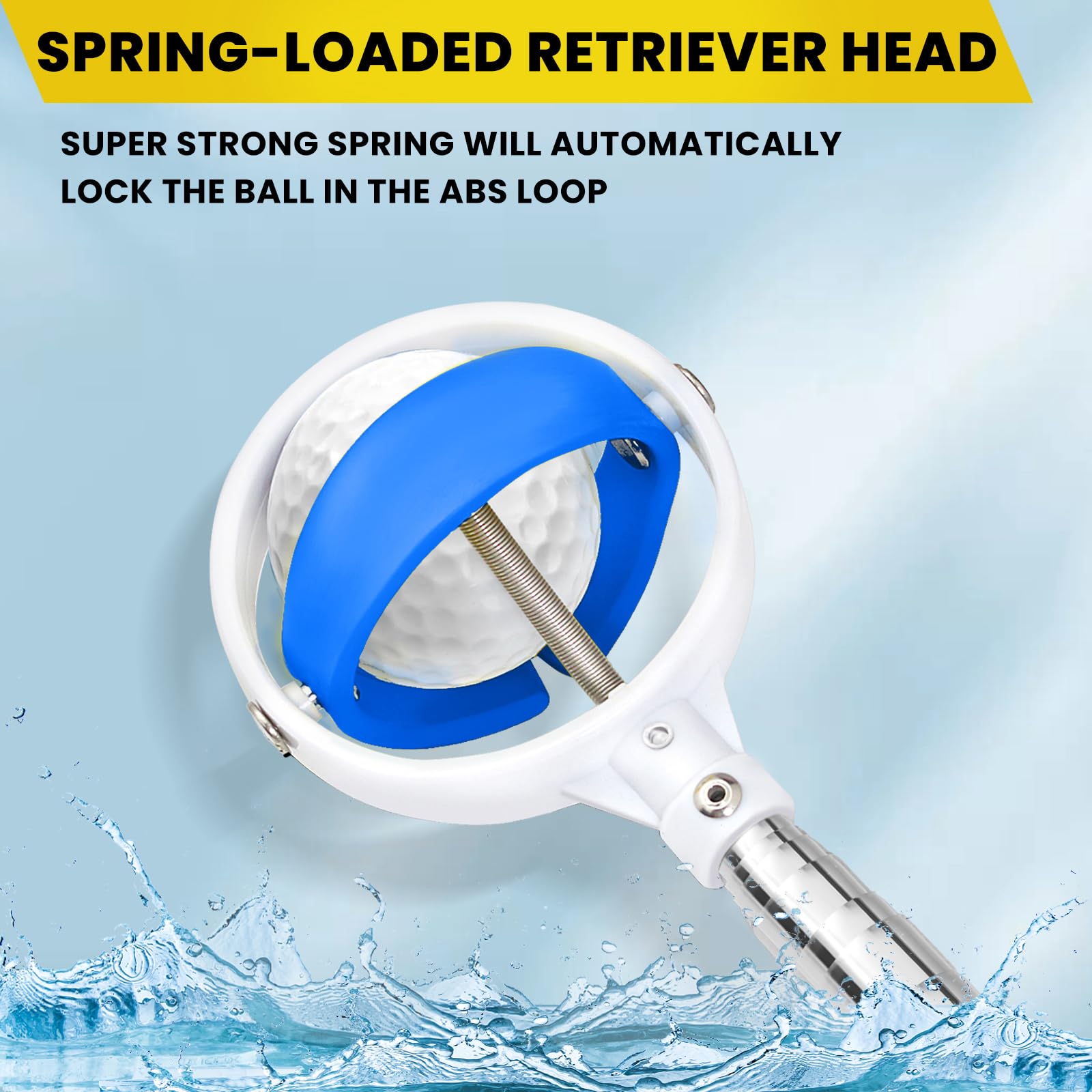 Nogcay Golf Ball Retriever Telescopic for Water, 12Ft Golf Ball Grabber Stainless Steel Ball Retriever Tool Golf Ball Picker Blue.