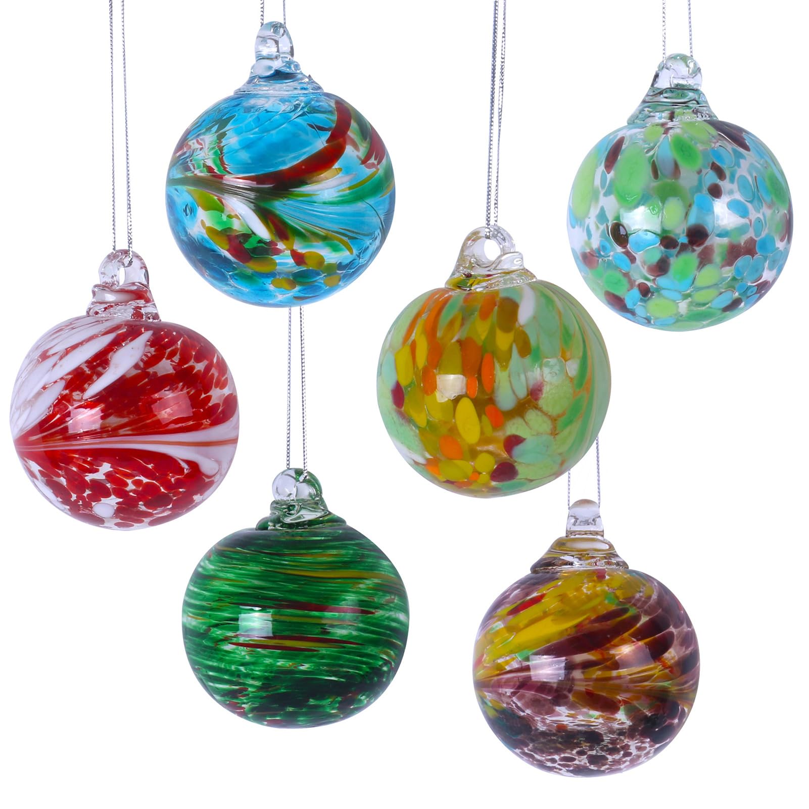 Palline Ornamentali in Vetro Soffiato a Mano, 6 Pezzi Palline Dell'Amicizia da Appendere Palline di Natale in Vetro Palline da Strega in Vetro Palline di Vetro per (A)