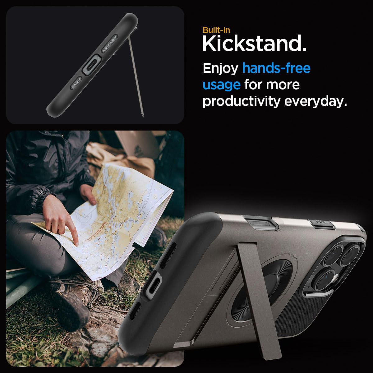 Spigen Slim Armor MagFit Designed for iPhone 16 Pro Case [Military-Grade Protection] Compatible with MagSafe - Gunmetal