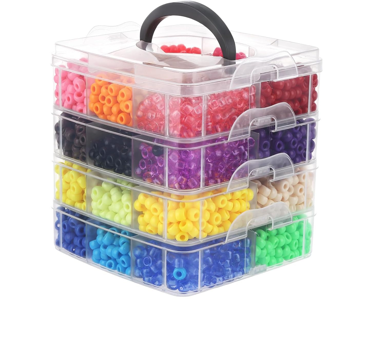 LOPYXBR 4800Pcs Pony Bead, 24 Colors Beads for Bracelet Making with Box, Multi Colored Craft Beads for Crafting, Bracelet Bead Set for Jewellery Makings, DIY Craft Making Kit Chirstmas Gifts