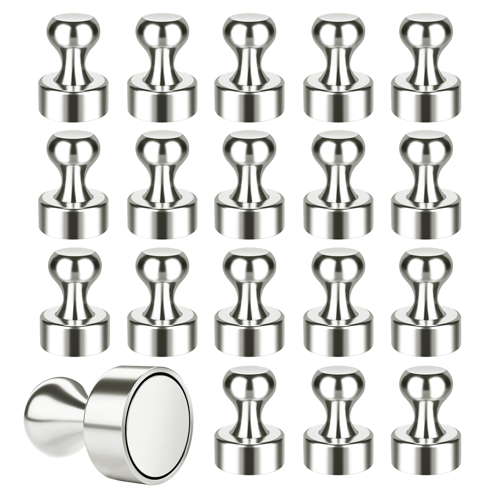 ElysianTails 20 PCS Fridge Magnets,11 x 18mm Neodymium Magnets,Strong Magnet with Storage Box,Small Magnets for Fridge,Office Whiteboard,Blackboard,Noticeboard,Silver