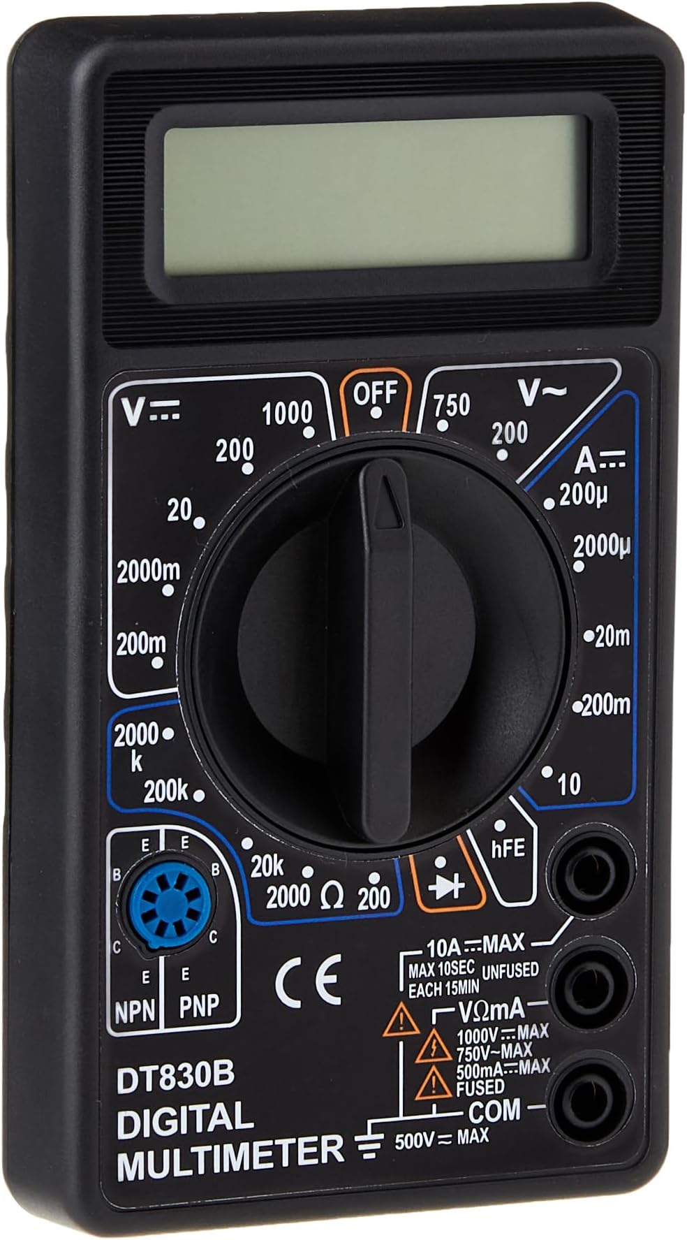 DM01 Digital Multimeter DC and AC Voltage Display Standard Electrical Value Test Tool - Intuitive & Industry Standard Design - Covers 7 Functions & 19 Ranges