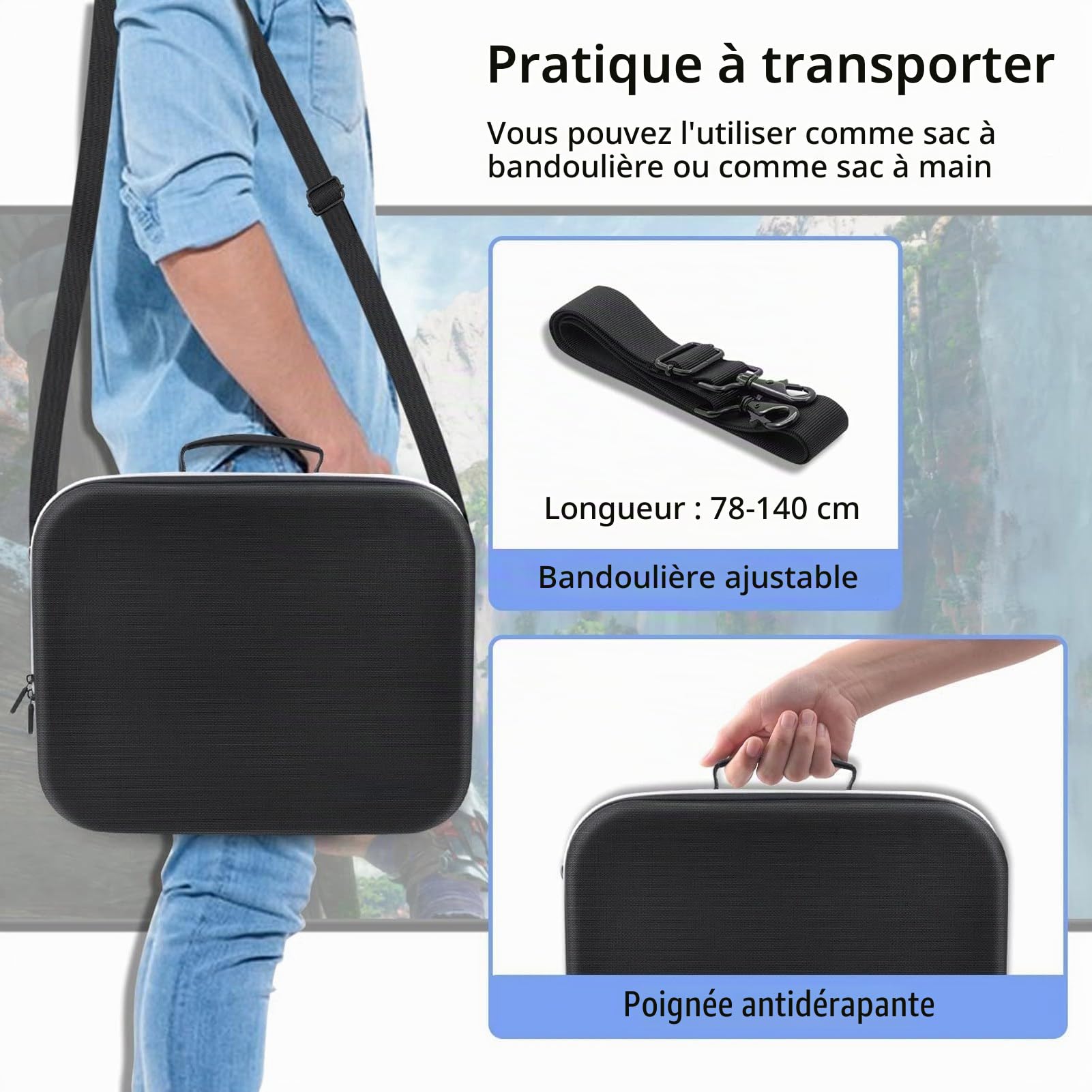 Housse de Protection pour PS VR2, étui de Protection de Voyage Rigide en EVA étanche, Sac de Rangement, étui de Transport pour PS VR2 Tout-en-Un VR et Accessoires, étui Portable