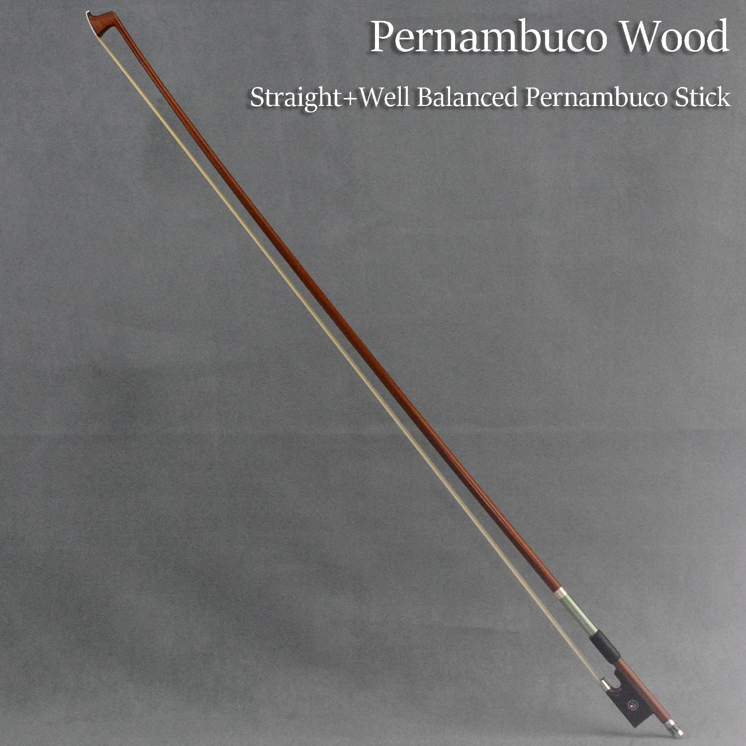 Brown Pernambuco Violin Bow 1/2 Size 813V VINGOBOW Master Level Parisian Eyes Ebony Frog Colorful Screw Elegant Winding Great Flexibility Warm Sweet Sound Premium Natural Horse Hair