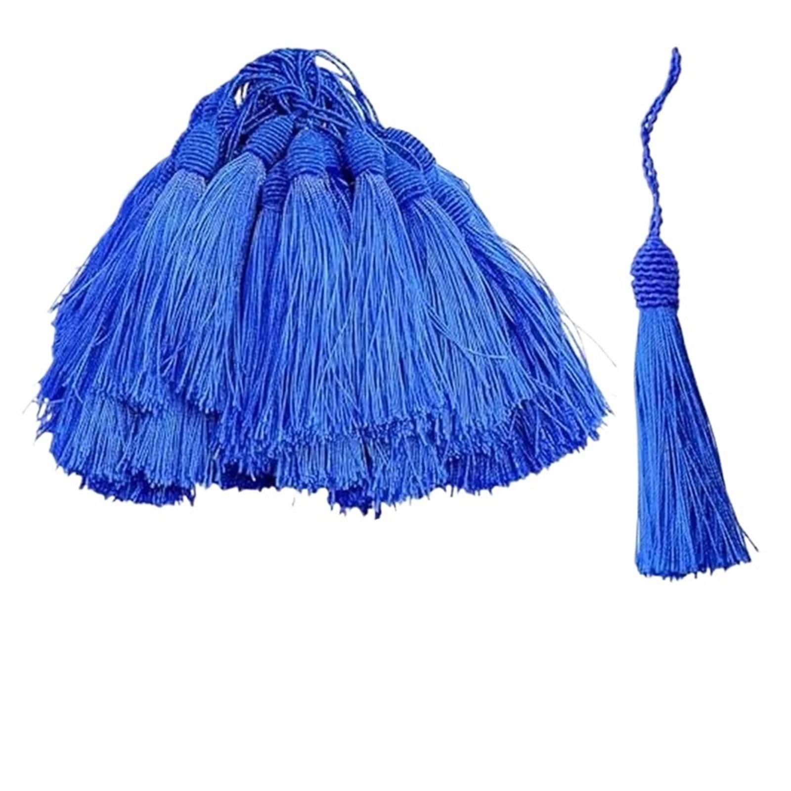 Handmade Craft Tassels, Tassels Decoration 15cm Silky Floss Bookmark with Cord Loop Making DIY Craft Accessory(Bright Blue,2Pcs)