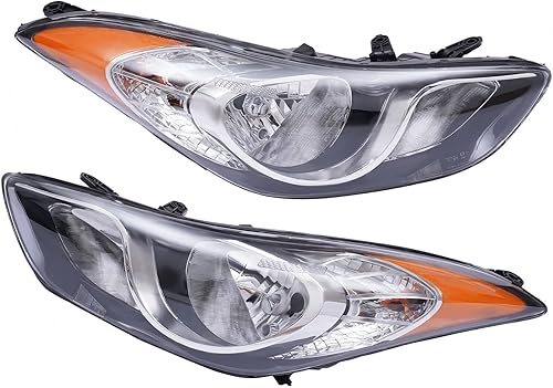 Miniatura 8 de Compatible con Hyundai Elantra Sedan 2011-2013 Conjunto de repuesto de faros delanteros, lámpara de repuesto de proyector halógeno, luz del vehículo