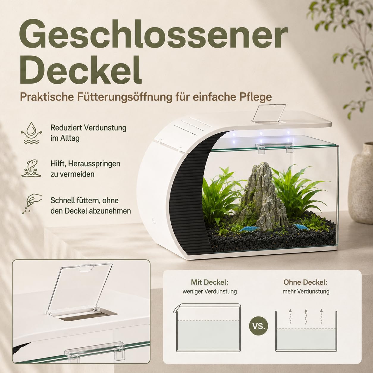 5 GallonAquarium, Mit LED Beleuchtung Und Wasserpumpe Fassungsvermögen Für Zierfische Krabben Pflanzen Ideal Für Wohnzimmer Schlafzimmer Büro Dekoration