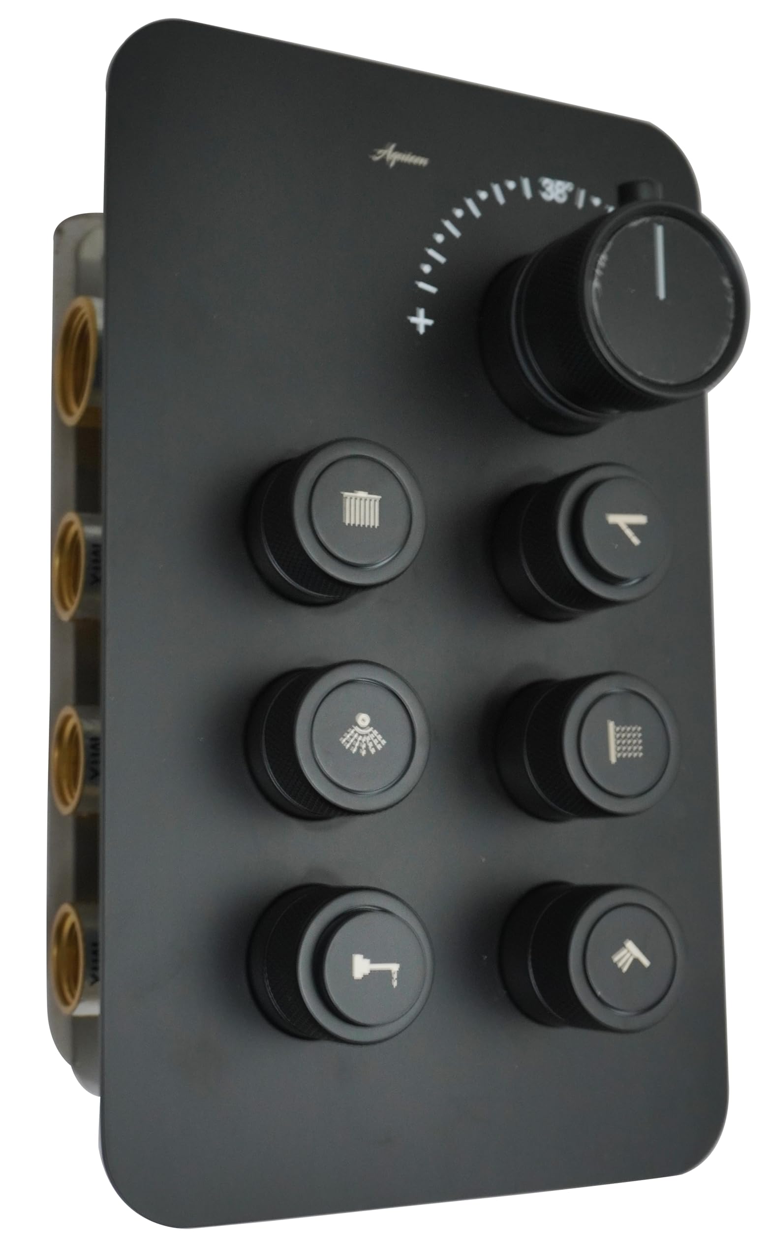 Aquieen Thermostatic Diverter with Push Button & Flow Control (Matt Black, 6 Way) 1