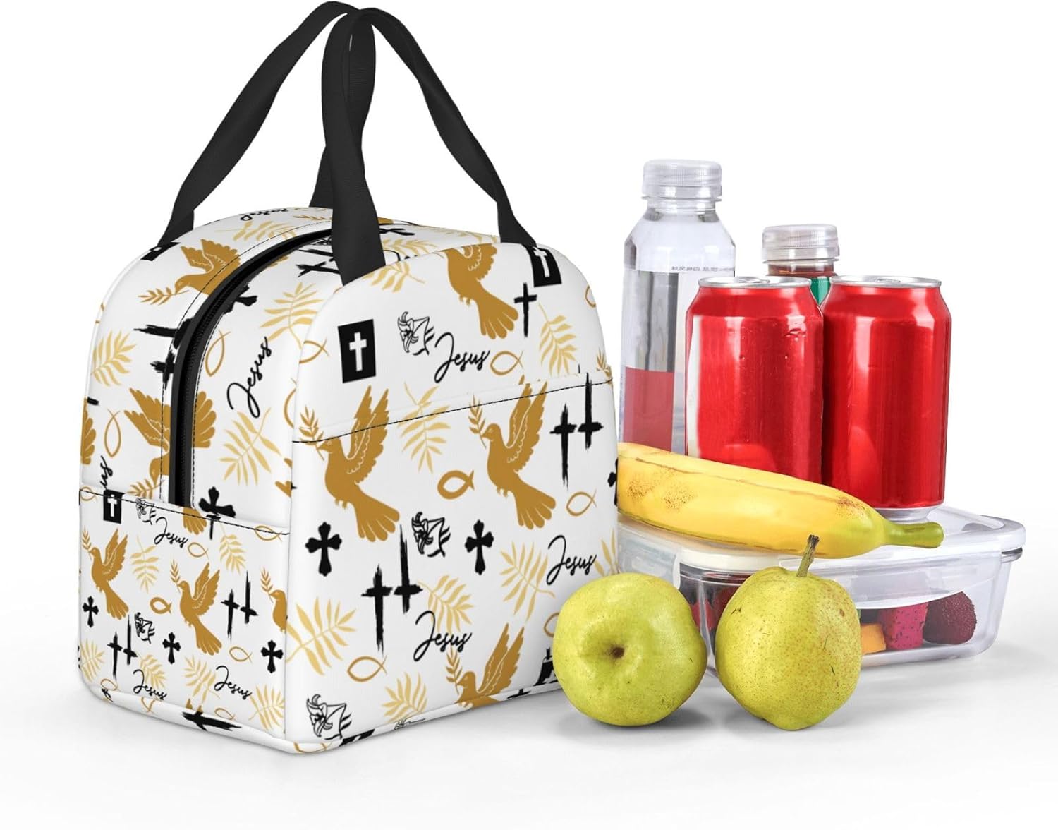Jesus Cross Insulated Lunch Box Reusable Lunch Bag, Cooler Lunch Tote Bag for Women Men Picnic Office Work - Image 6