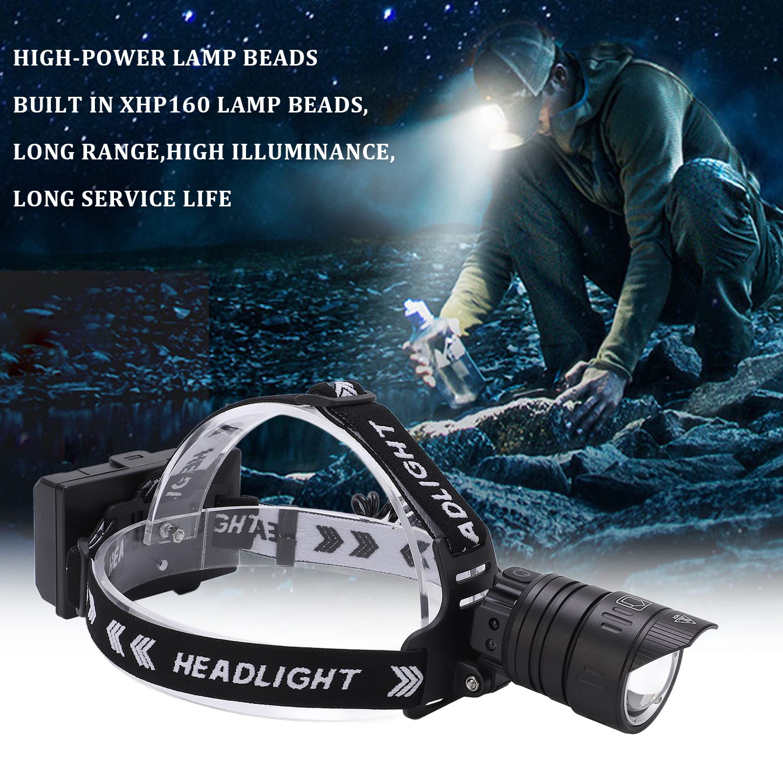 Torcia Frontale, Faro a LED, Fari Frontali Per La Fronte, Faro Esterno con Sensore di Movimento Torcia Frontale USB Ricaricabile a Luce Forte Per Escursionismo Campeggio
