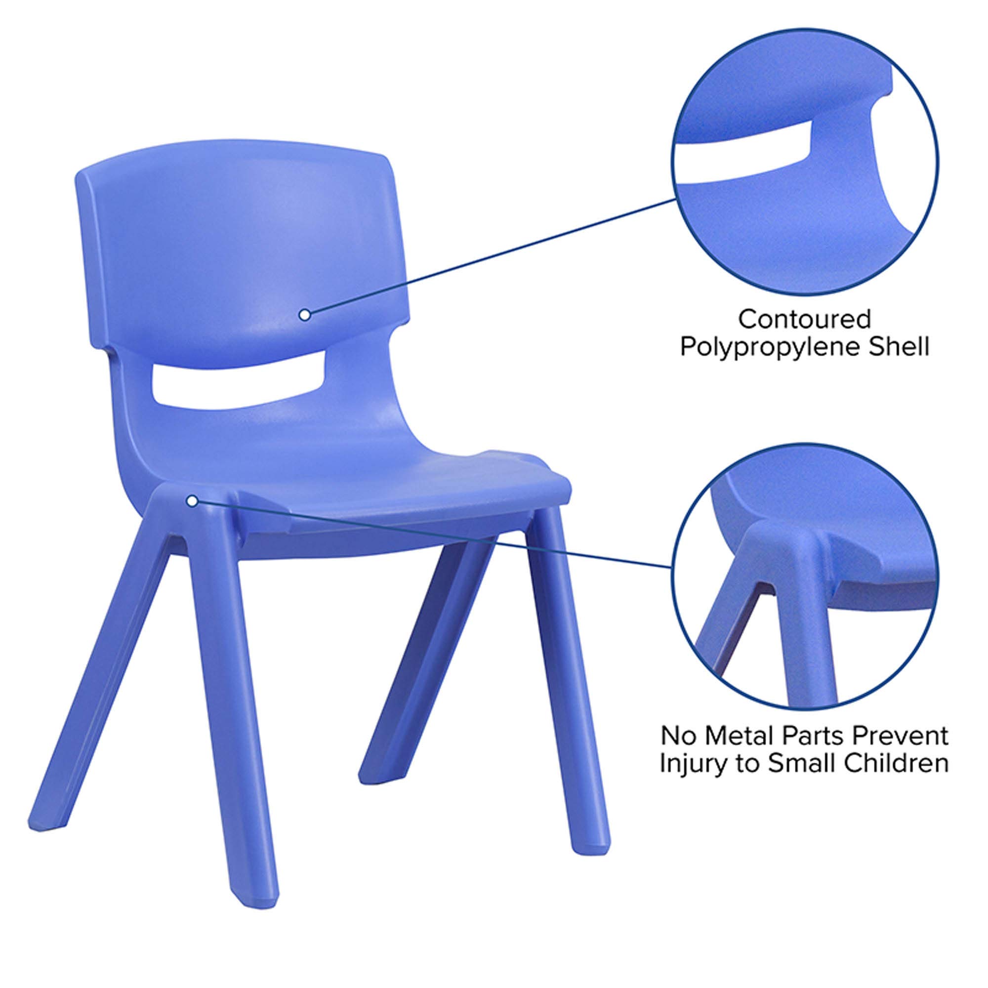 Flash Furniture Whitney 2 Pack Blue Plastic Stackable School Chair with 13.25" Seat Height - Image 6