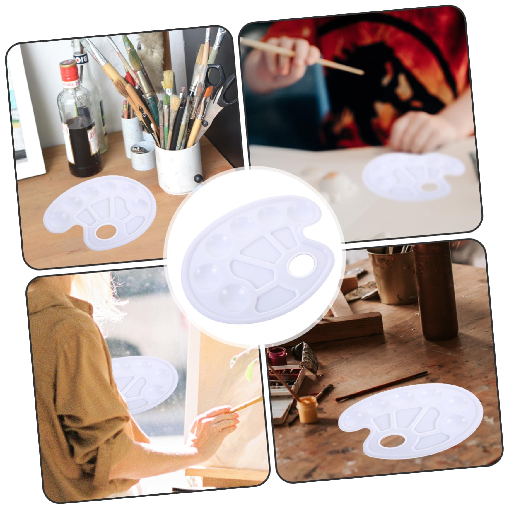 jojofuny 5 Ensembles Palette Plateau Mélange Aquarelle Assiettes Plaques De Peinture Art Bacs À Peinture pour Peinture Acrylique Doublure De Bac À Peinture Plastique Blanche 10 Pièces * 5