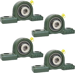 Tonmp 4 Pack UCP201-8 Pillow Block Bearings 1/2" Bore - Self-Aligning Steel Bearings with Solid Cast Iron Base for Durable Industrial Use