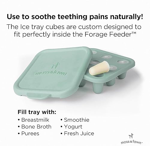 Miniatura 5 de Moss and Fawn Bandeja de cubitos de hielo, molde para congelador para leche materna, fórmula, caldo de huesos, purés y alimentos para bebés, helecho