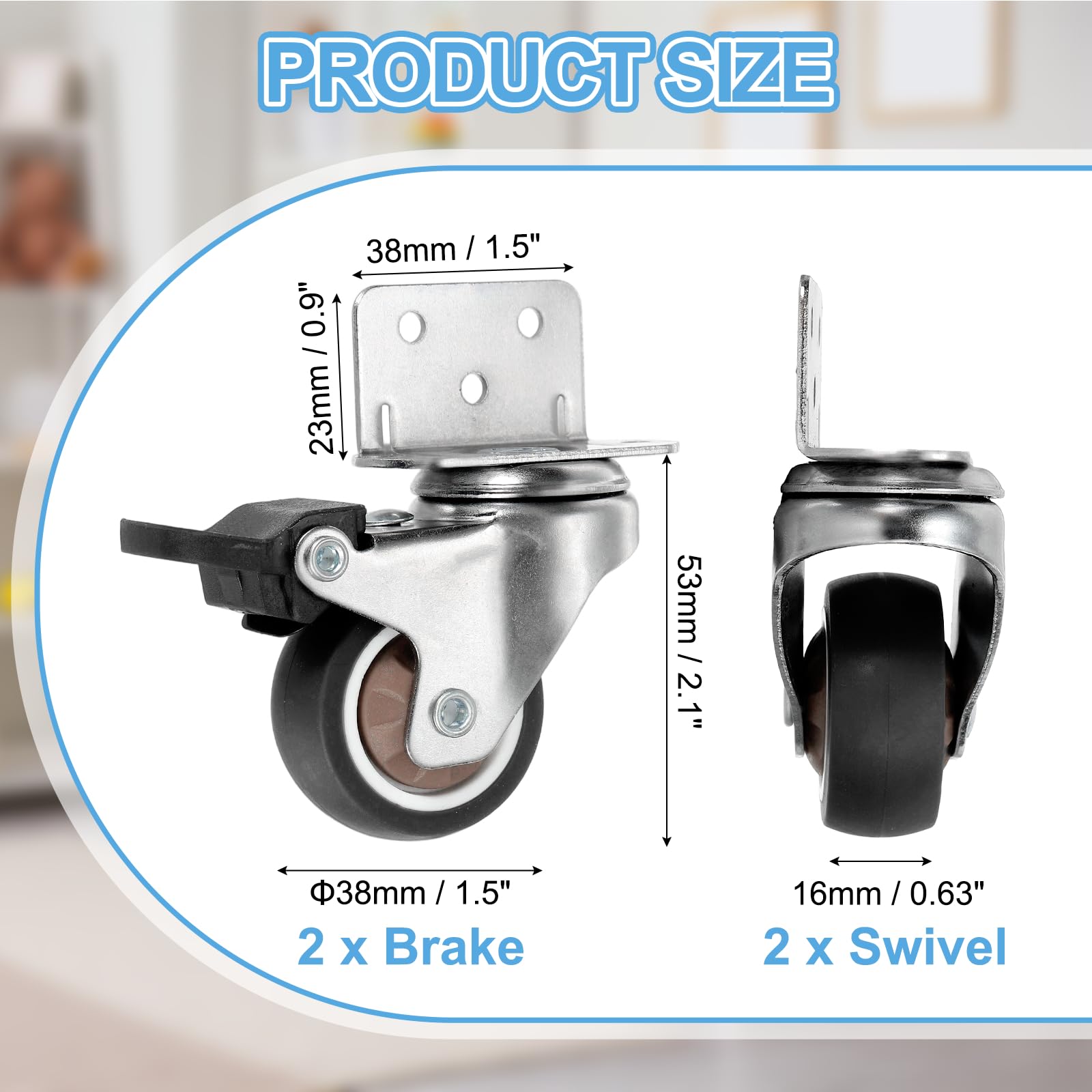 PATIKIL 1.5 Inch Caster Wheels - Image 2
