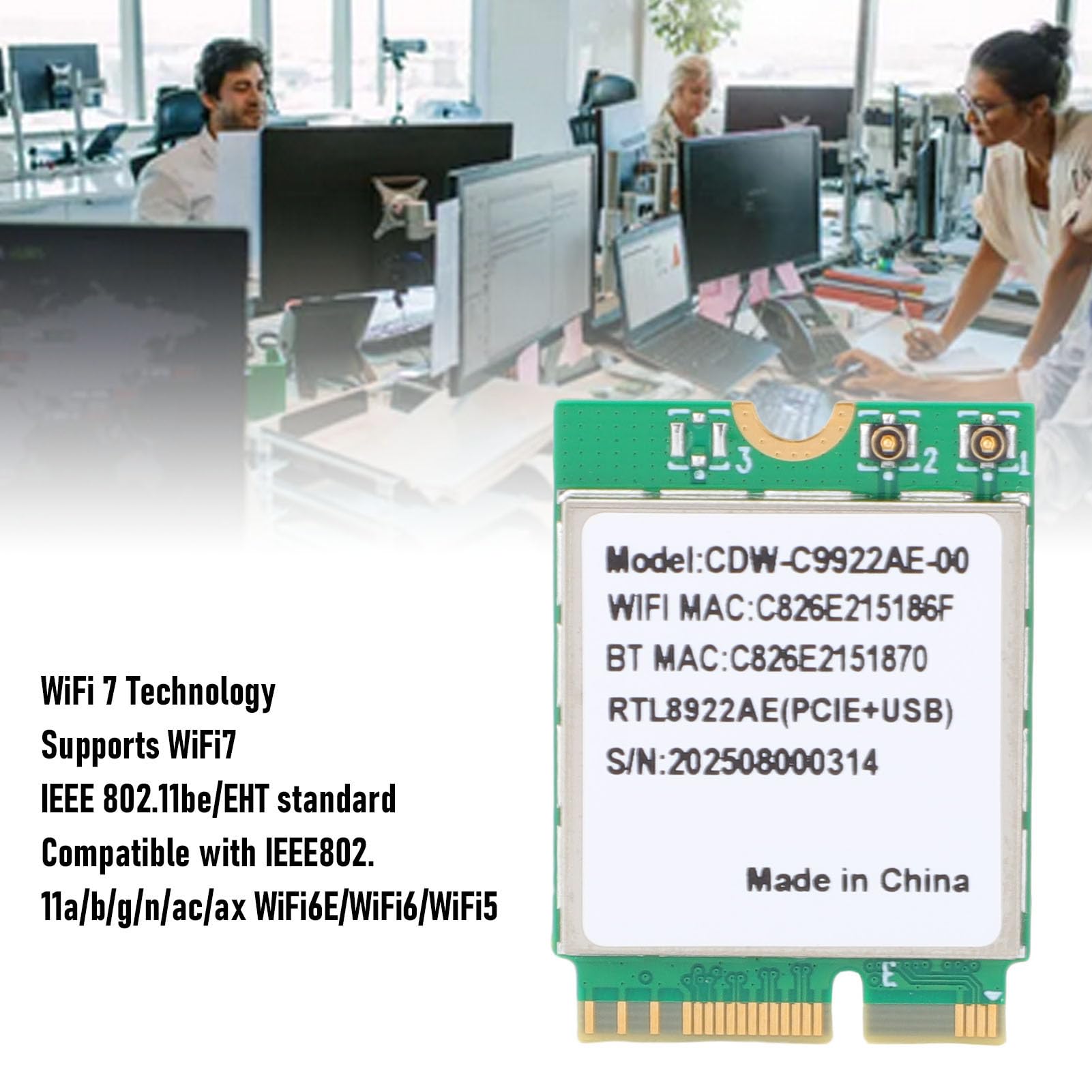 Supporto scheda WiFi 7 per computer desktop 10 11 Scheda di rete wireless a tripla banda M.2 6G 5G 2.4G con doppia antenna incorporata