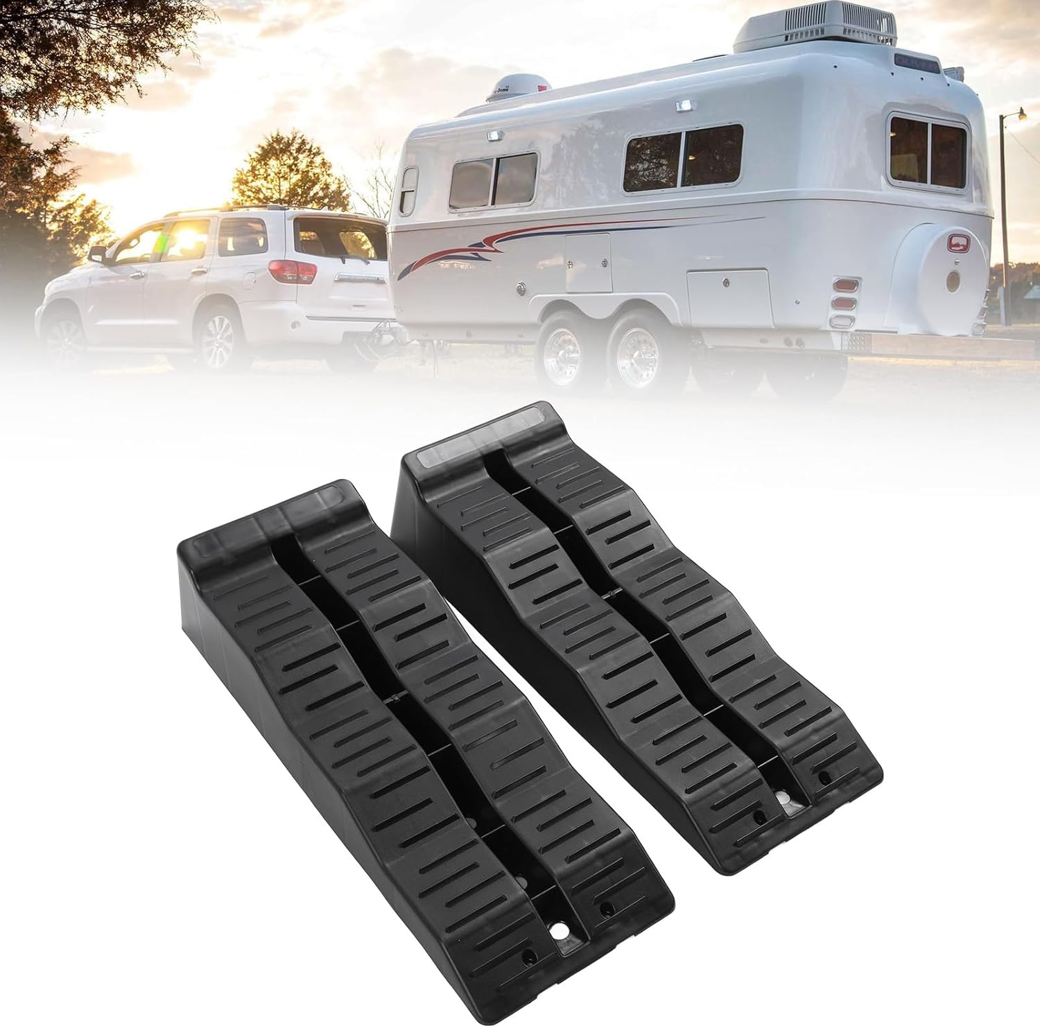 RV Leveling Ramps, 11000LBS Load Capacity Premium Wheel Chocks Heavy Duty Leveler Stabilizer for Campers Trailers SUVs Cars for Leveling and Raising Vehicles on Uneven Ground