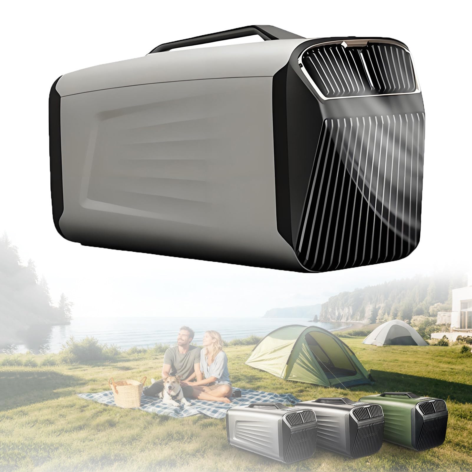 EpyGnom 5200 BTU Portable Air Conditioner Camping, 400W Energy-Saving Tent AC Unit with Remote Control, Fast Cooling Dehumidifier for RV, Tent, Boat and Fishing Silver