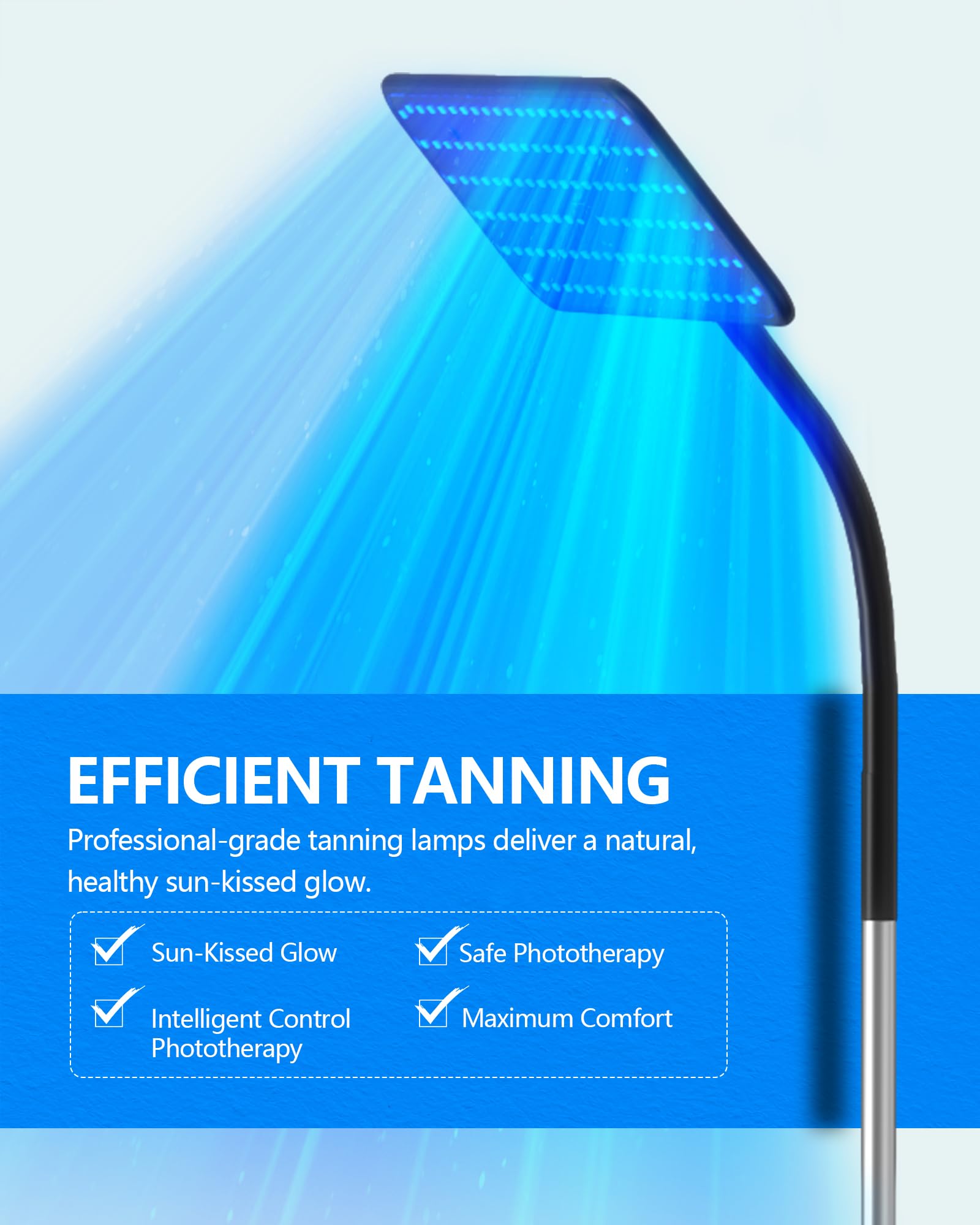50W Solarium Für Zuhause mit 225 Lichttherapie-Perlen (460nm & 490nm), verstellbarem Metallständer & Timer für professionelle Bräunung zu Hause,Kostenloses Bräunungsserum 30ml*2