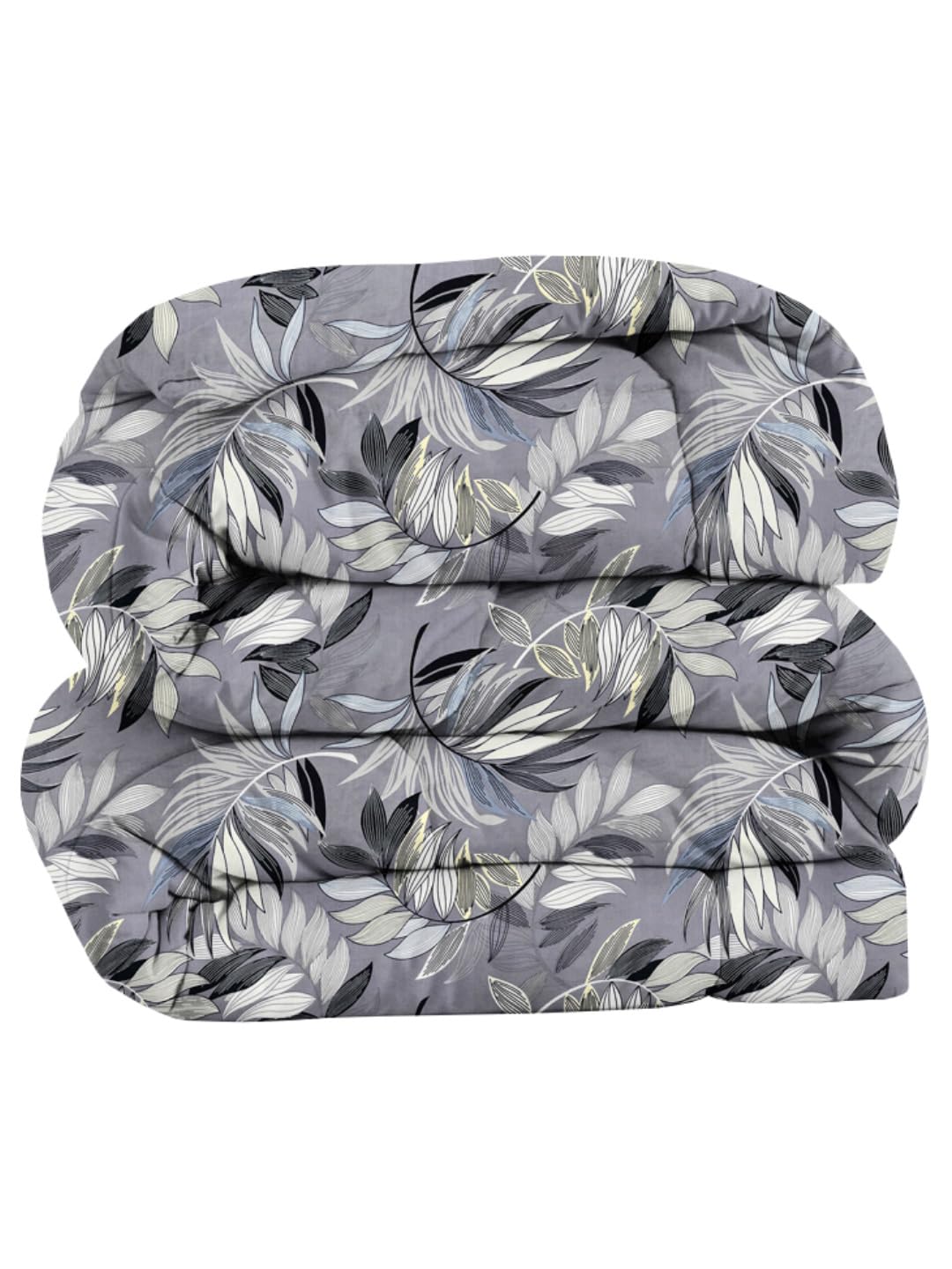HOMEKART 220 GSM Reversible Microfiber AC Comforter for King Size Bed | 3-Layer Quilted All-Season Duvet for Mild Winter | Soft & Breathable (220 x 240 cm, Floral, Grey & Black)-image-2