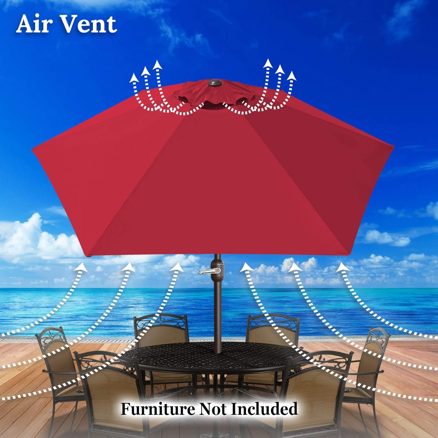 BenefitUSA 7.5' Round Patio Umbrella Garden Parasol Market Outdoor Sunshade with Tilt and Crank(Base Not Included)