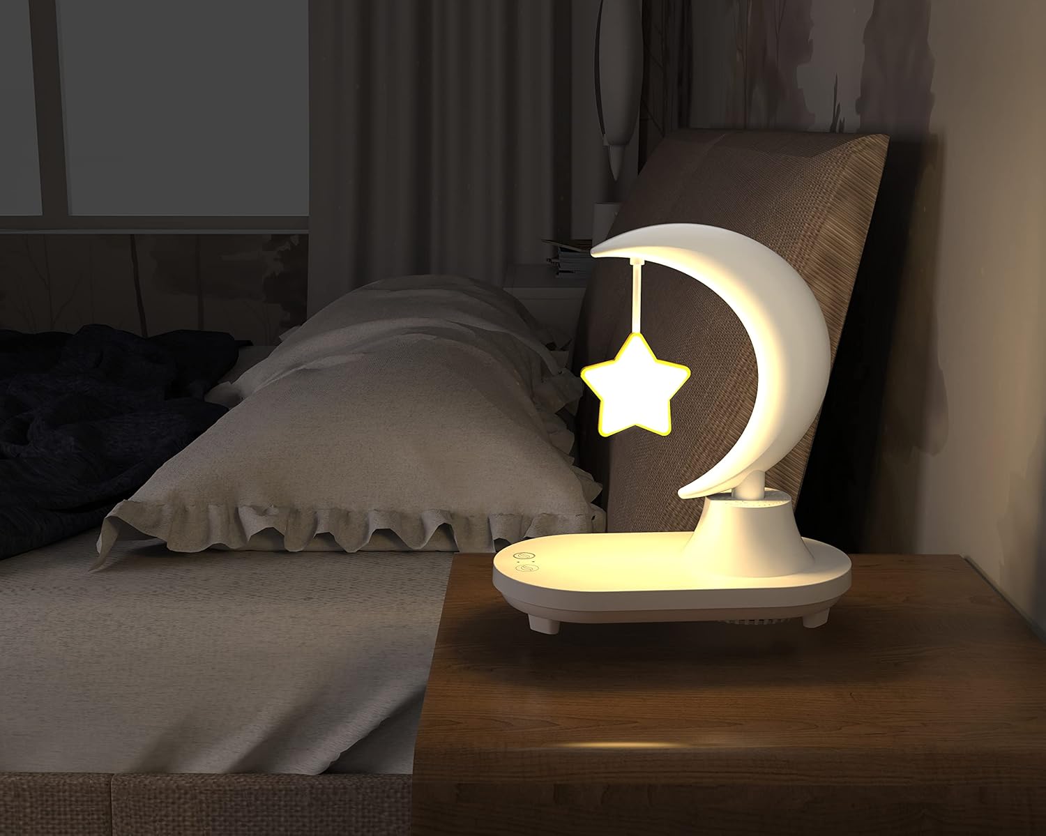 3 in 1 with Bluetooth audio and wireless charging function of the LED bedside romantic colorful atmosphere night light(★★★★★ Note: Bluetooth speaker does not support voice call function) (Star Star)
