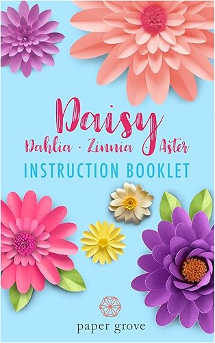 Miniatura 5 de Kit de plantillas de papel de margarita, dalia, zinnia y aster, plantillas de hojas de 5 a 18 pulgadas, libro de instrucciones incluido para flores