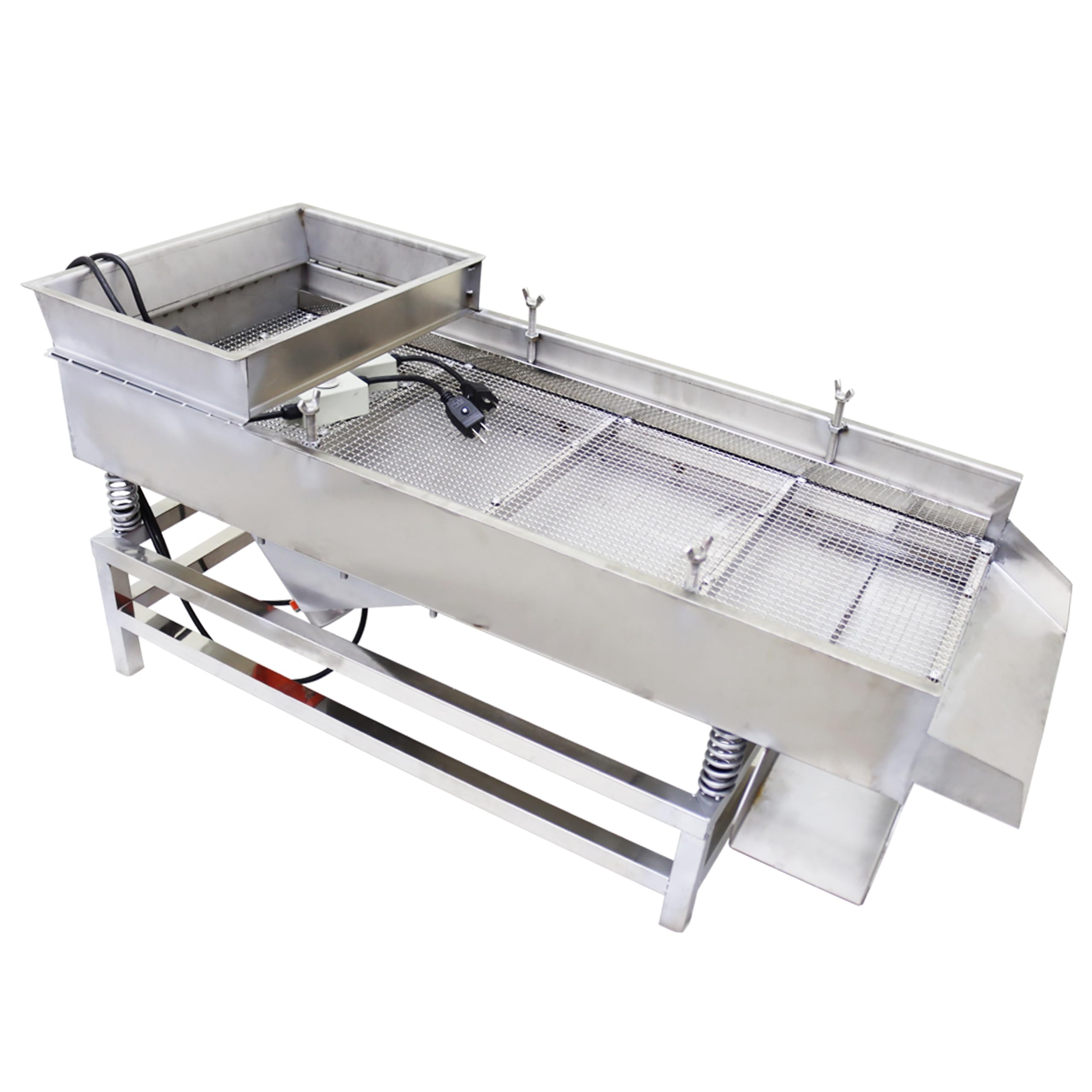 LGXEnzhuo JG40-95 Linear Vibrating Screen Electric Sifter Sieve Powder with one 11mm Square Screen 110V 80W Dual Motor Stainless Steel