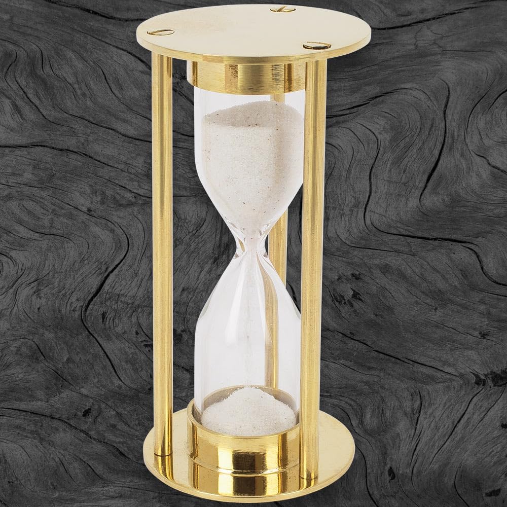 Compass, Telescope, and Minute Timer Set | Includes Wooden Storage & Display Box | Nautical Home Decor Brass Construction | Box Dimensions 6" x 4"