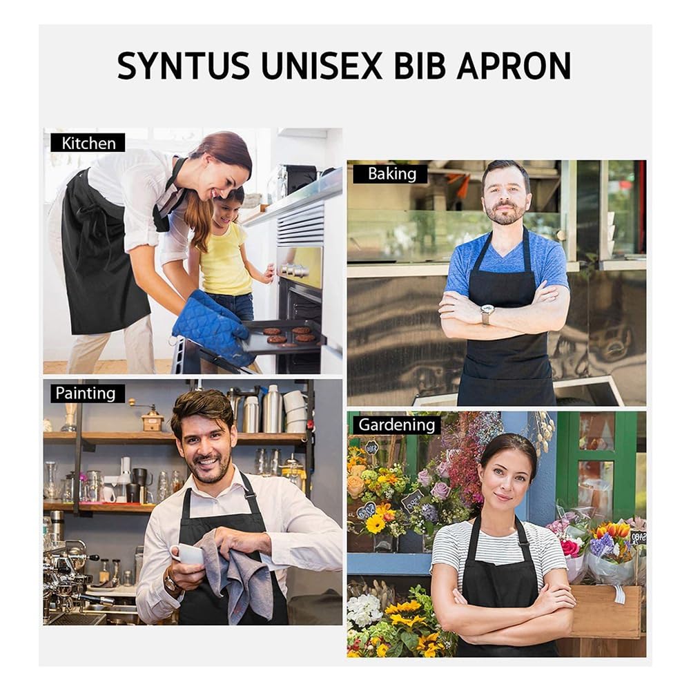 Paquet de 6 Tabliers pour Adultes avec 2 Poches, Tablier d'art Réglable pour la Cuisine, la Pâtisserie, la Peinture, L'Artisanat, Les Activités de Grillades
