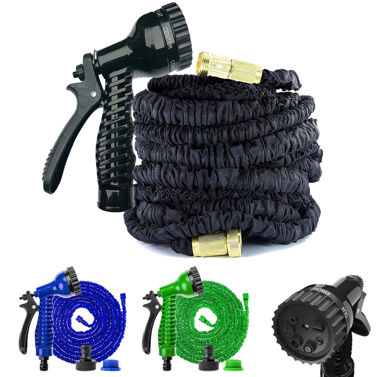 WELAIRICH Garden Hose Pipe, Flexible Expandable Magic Hose with Tangle Free Design, Water Hose Pipe with 3/4" and 1/2’’ Metal Connectors, 7 Function Spray Nozzle Hosepipes for Washing Car/Bathing Pets