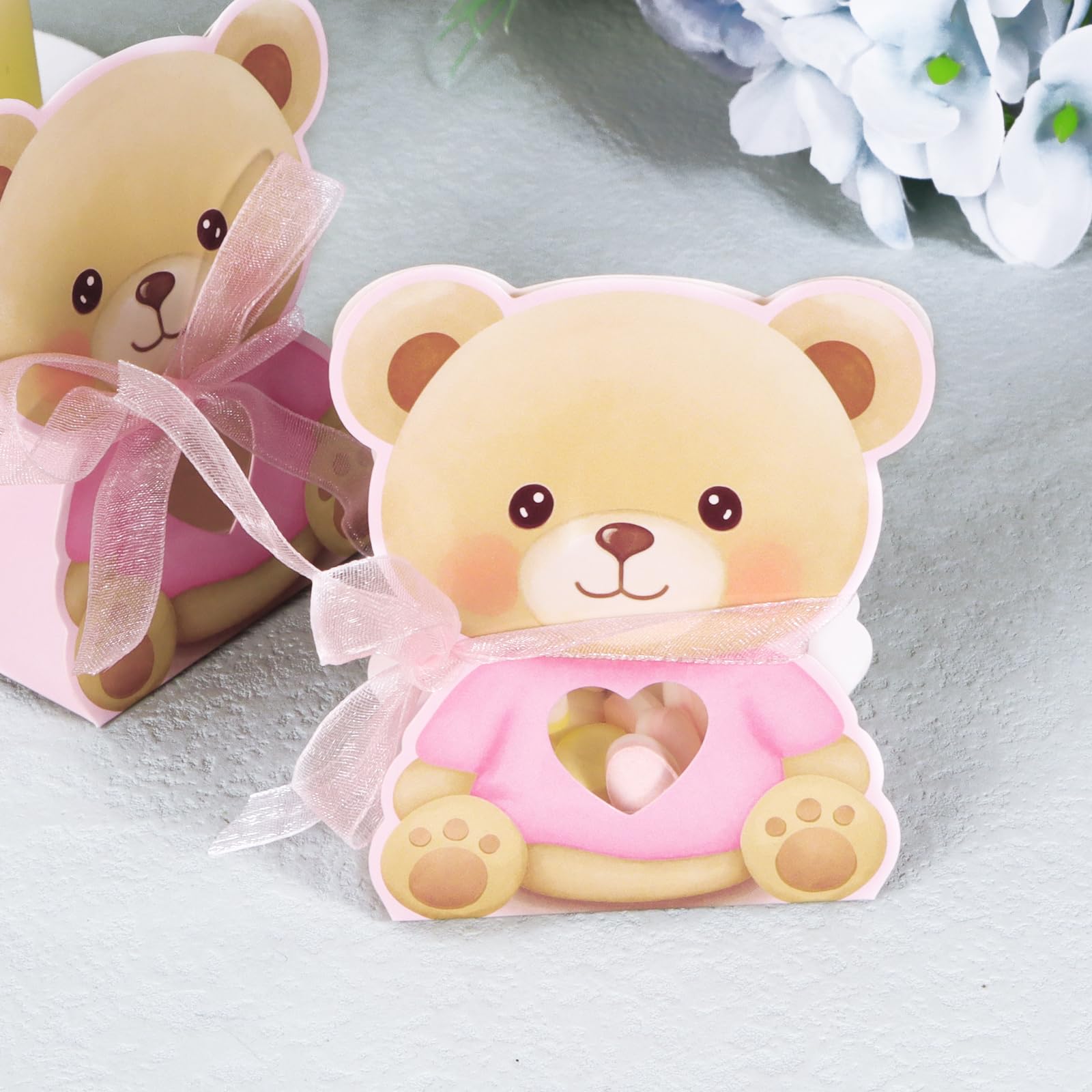 BETESSIN 25Pcs Mini Boîtes Dragées Sachets Bonbons Avec Ruban