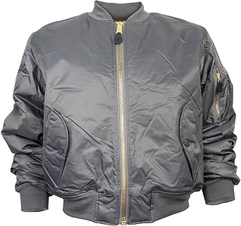 FOX OUTDOOR PRODUCTS MA-1 Flight Jacket - Retro Bomber Style with Water-Resistant Nylon Shell and Reversible Orange Liner