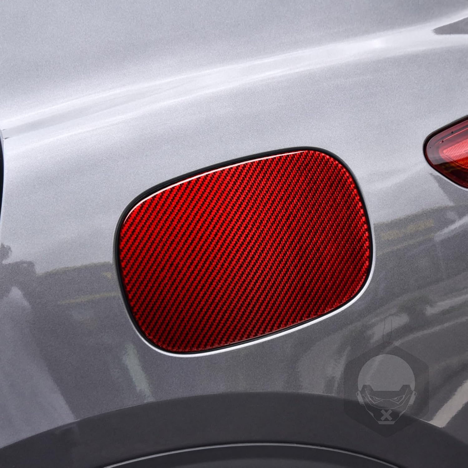 Carbon Fiber Car Accessories Decoration Cover Sticker Trim Compatible with Alfa Romeo Stelvio 2016-2022 (Fuel Tank Gas Filler Lid Door Cap 02, Red)