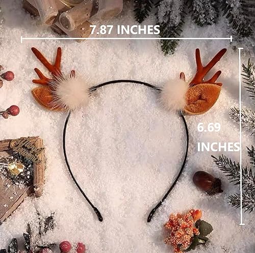 Miniatura 3 de Diadema de cuernos de reno, diadema de Navidad para mujeres y niñas, cuernos de ciervo y orejas