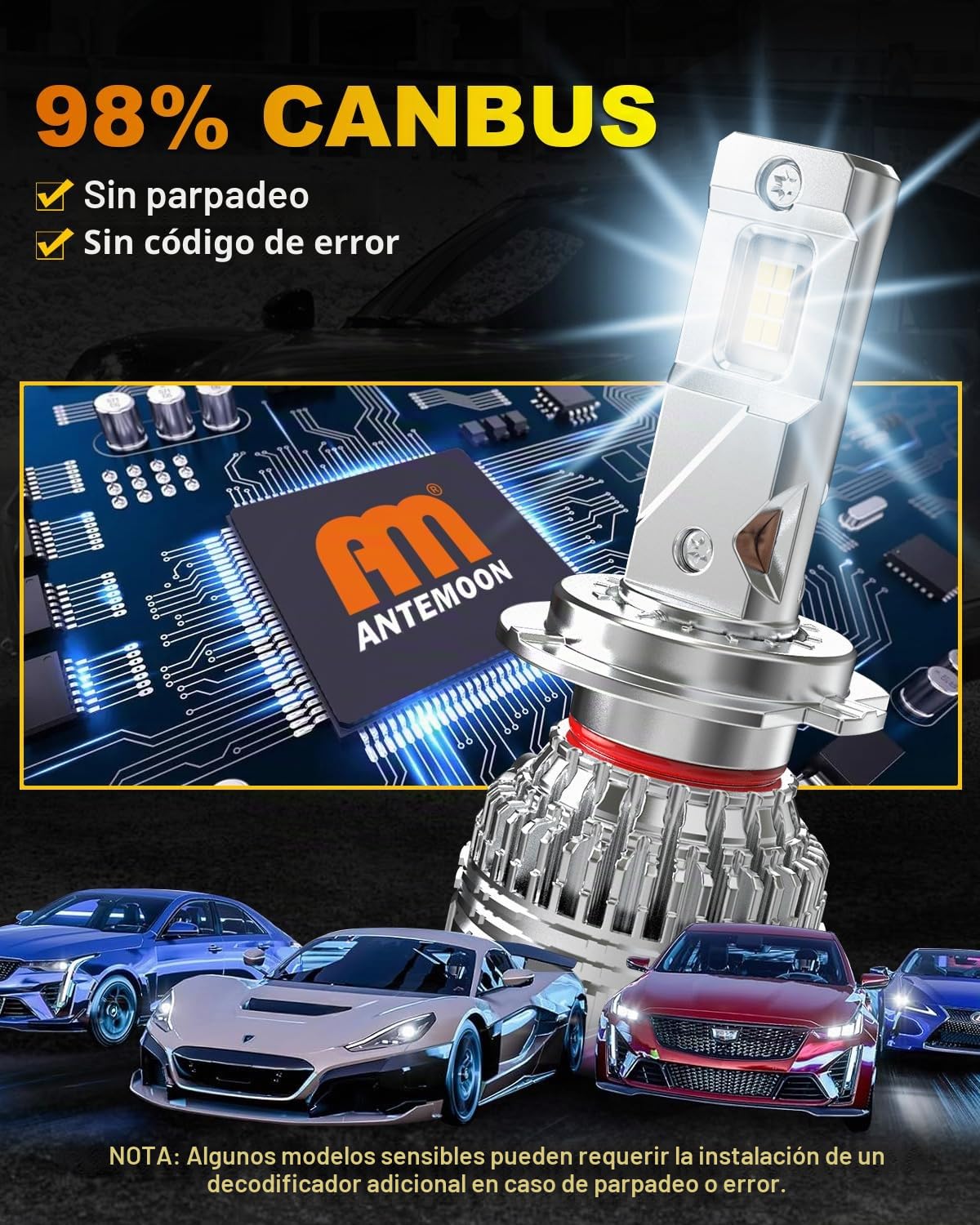 Bombillas H7 LED, 110W 30000LM 800% Brillante 6500K Blanco Canbus Luces LED H7 Faros Delanteros de Coche 12V 24V Lámpara Reemplazo para Halógenos y Xenón, 2 Bombillas