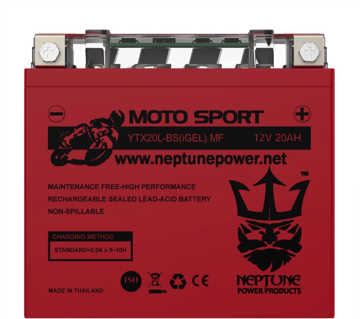 Neptune YTX20L-BS GEL Battery CCA330 Replacement for Yuasa YUAM320BS YTX20L-BS Battery