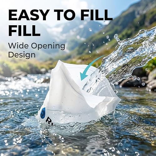 Miniatura 5 de Bolsa de agua plegable de 2 L, 1.102 in de hilo de poliuretano termoplástico para hidratación, compatible con Sawyer Squeeze, bolsa de agua