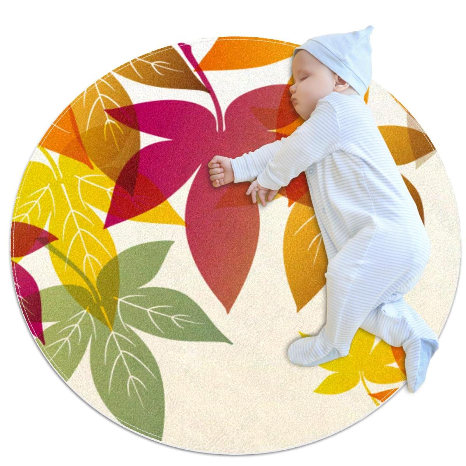 Alfombra redonda para niños JDEZ de hojas otoñales para llenar de calidez y alegría su habitación