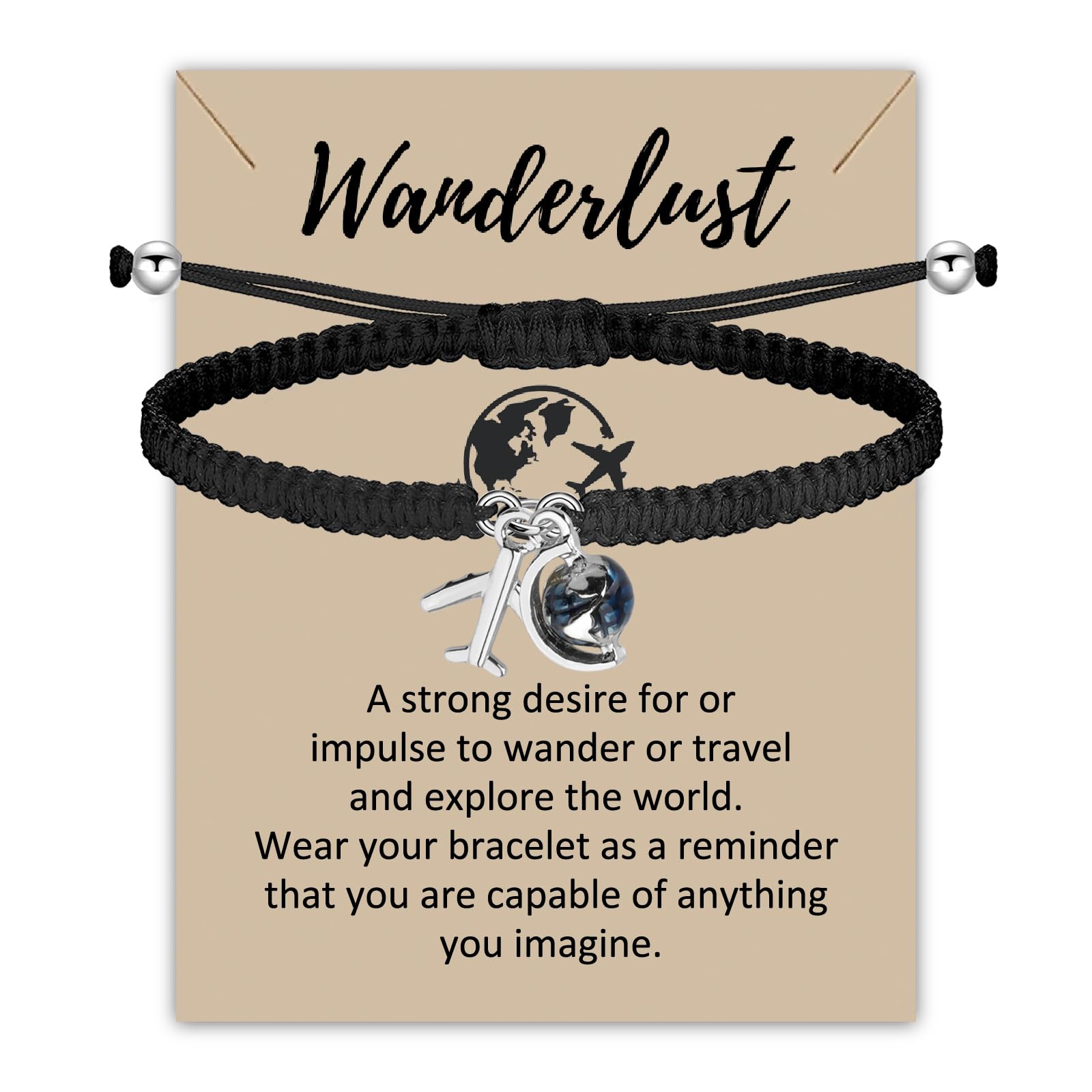 CENWA Wanderlust Collection Wanderlust Gift Friendship Bracelet Gift Travel Bracelet Wishing Travel Card Friend Travel Gifts