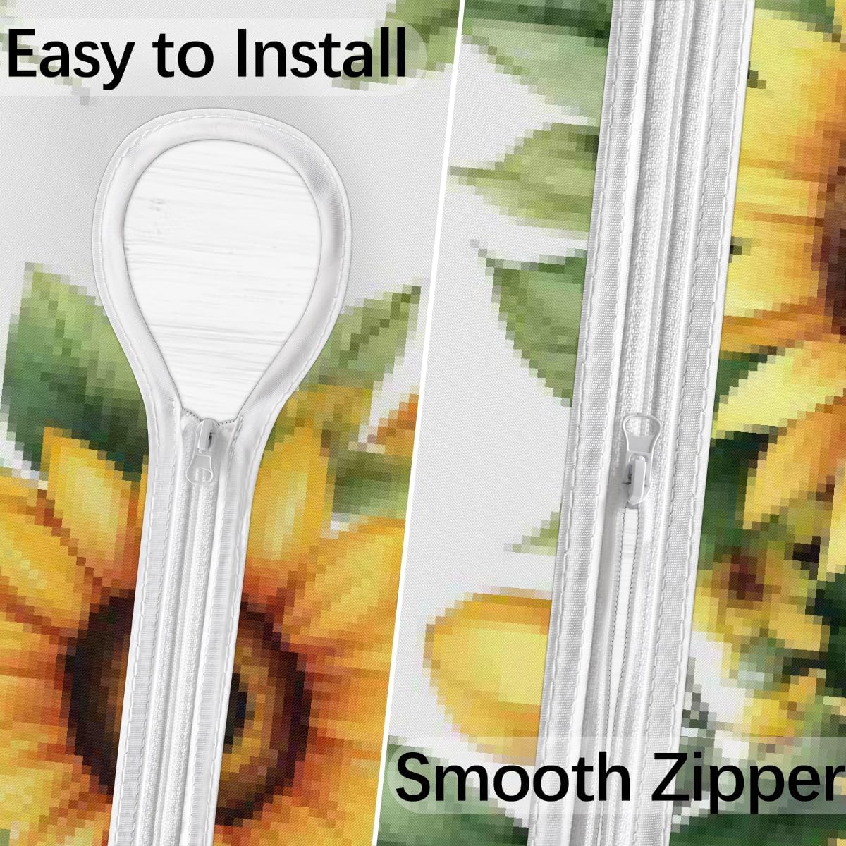 Sunflowers Outdoor Fitted Round Tablecloth with Umbrella Hole, 36"-44" Elastic Patio Table Cloth with Zipper Oil-Proof Waterproof Patio Table Cover for Picnic Party Spring Decoration