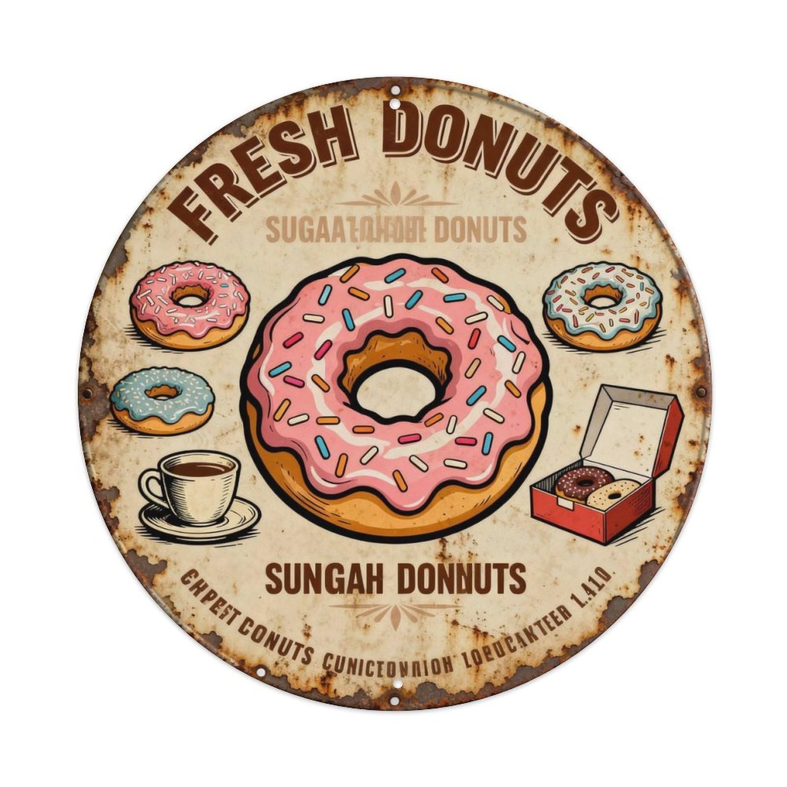 FRESH DONUTS Metal Tin Sign Plaque