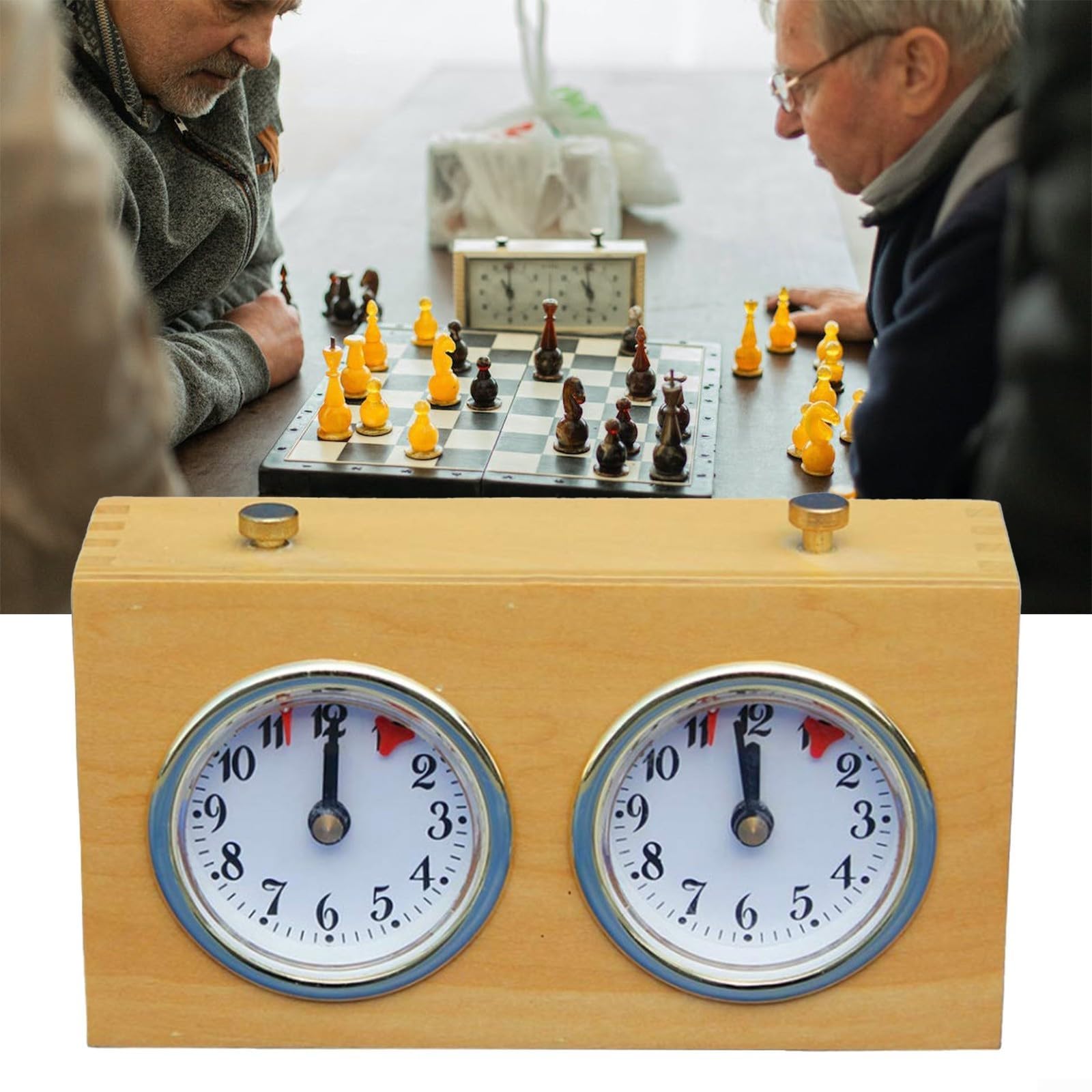 Mechanische Schachuhr mit Holz-Finish, tolle Ergänzung für jedes Spielzimmer oder Wettbewerb
