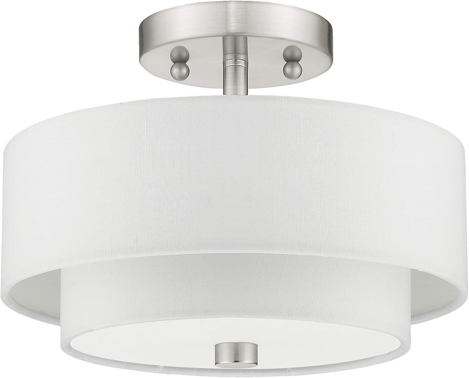 Best Deal Product Livex Lighting 51042-91 Brushed Nickel Flush Mount with Off-White Fabric Hardback Shade Up To 40% OFF Livex Lighting 51042-91 Brushed Nickel Flush Mount with Off-White Fabric Hardback Shade