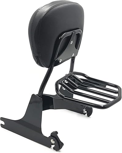 HTTMT Sissy Bar - Portaequipajes para Softail 2000-2005 y respaldo de pasajero desmontable de lujo 2006-2019 cromado PN SBB025+P Negro
