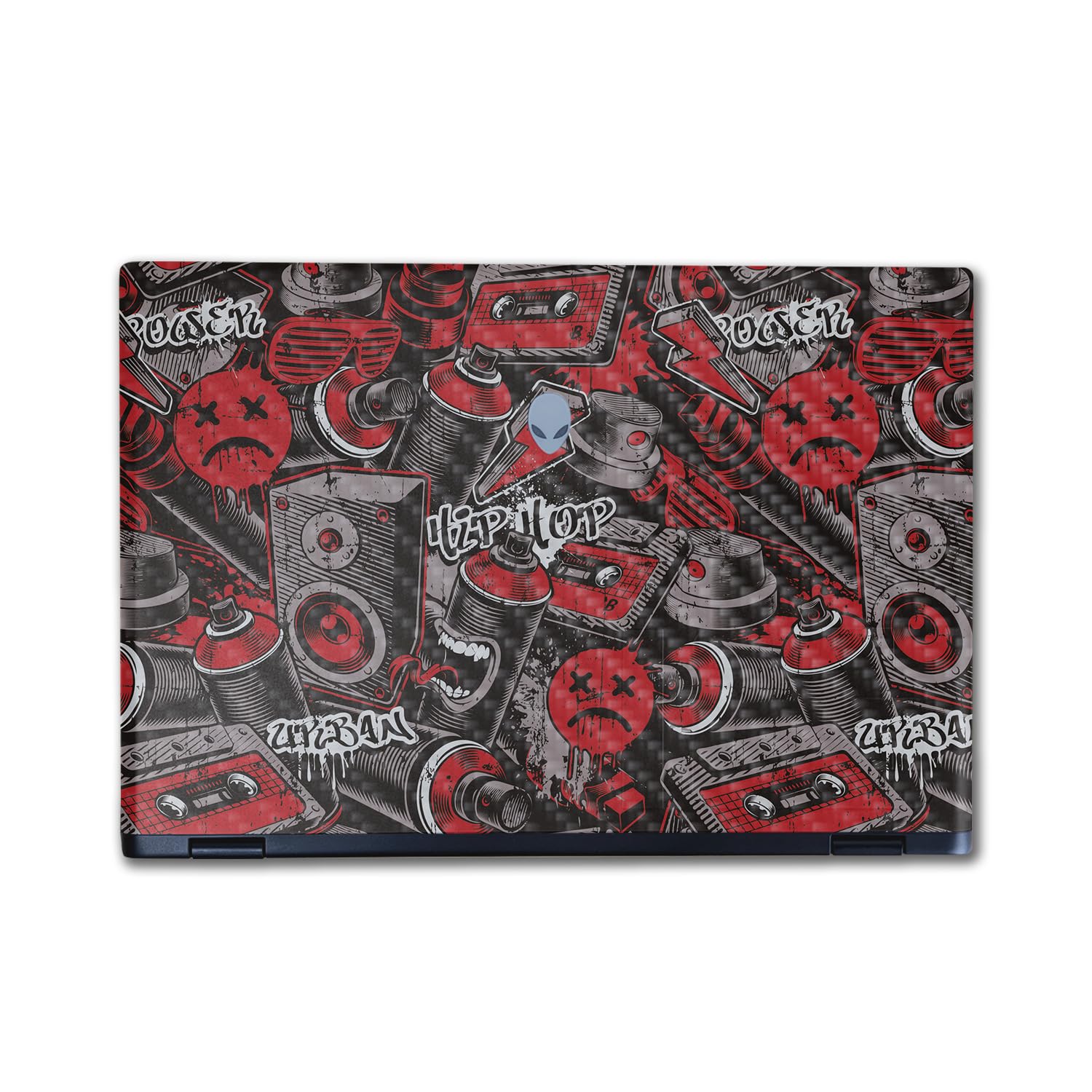Carbon Fiber Laptop Skin Compatible with Alienware M16 R2 (2024) - Red Hip Hop - Premium 3M Vinyl Protective Wrap Decal Cover - Easy to Apply | Crafted in The USA by MightySkins