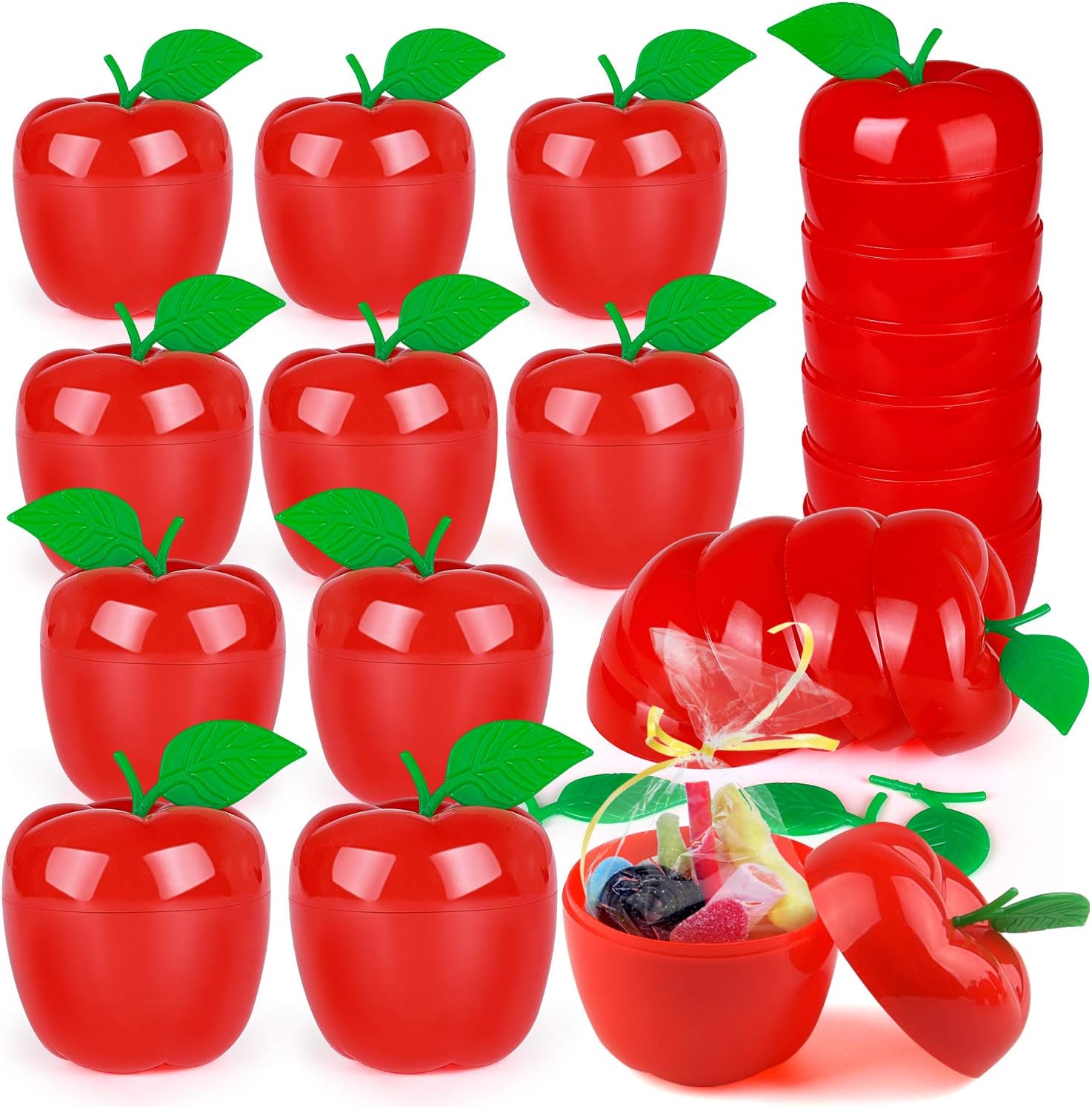 OKROSTOY 18 Pack Plastic Apple Containers Toy Filled Bobbing for Apples Bucket, Apple Party Favors White Snow Party Winter Party DecorationSupplies for Kids（Small Objects Accessories Not Included ）