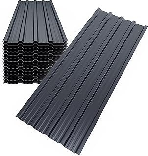 Mondeer 14er-Set Metall Trapezblech, Wellblechplatten für Dach, Dachbleche Trapezblech, Verzinkter Stahl für den Bau von Garagen, Gewächshä usern, Zwingern, 7m², 110 * 46cm, Dunkelgrau