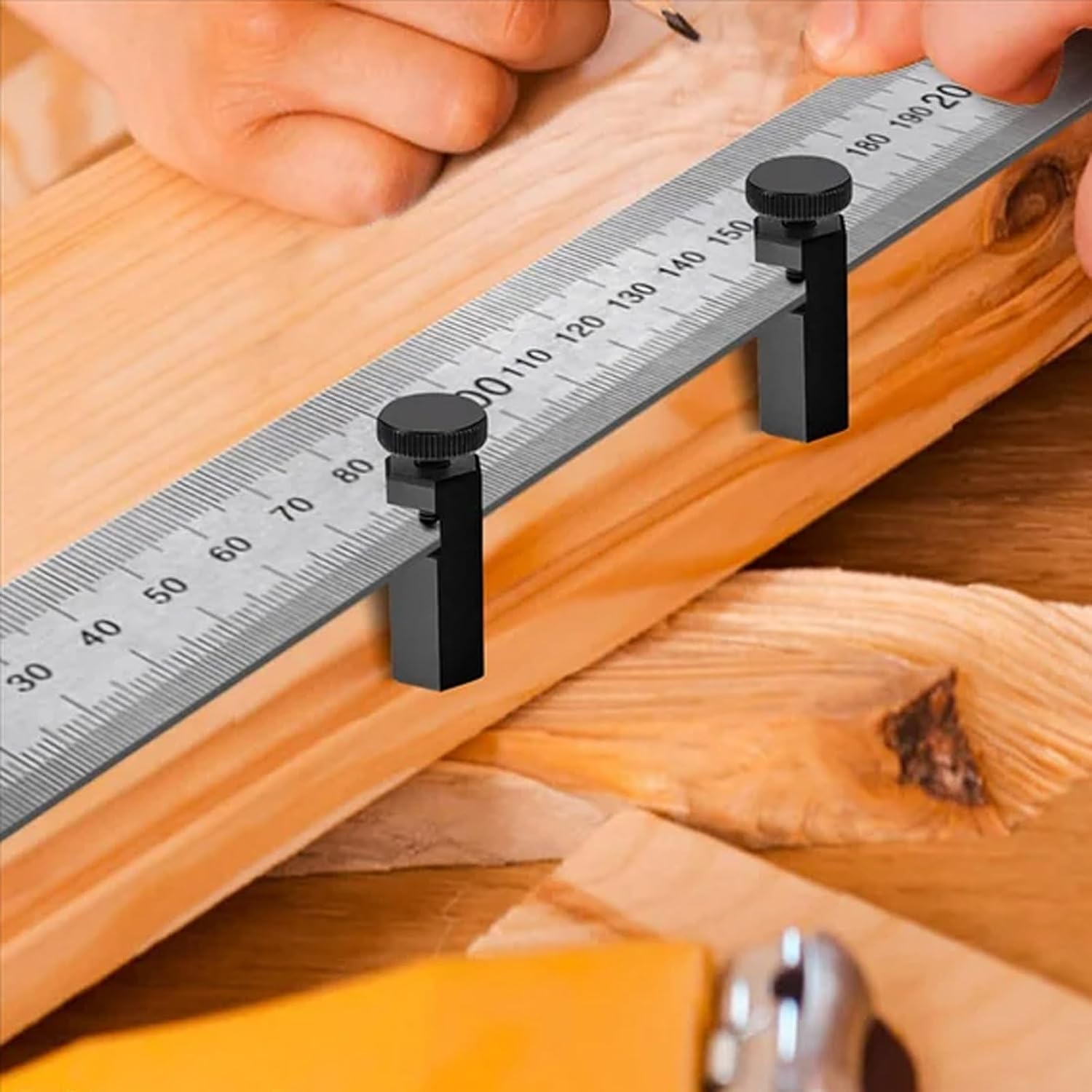 Tall Stair Gauges for Framing Square – Hexagonal Stable Lock with Holder & Hook for Carpentry & Circular Saw,Framing Square Stops Jig (3PC)