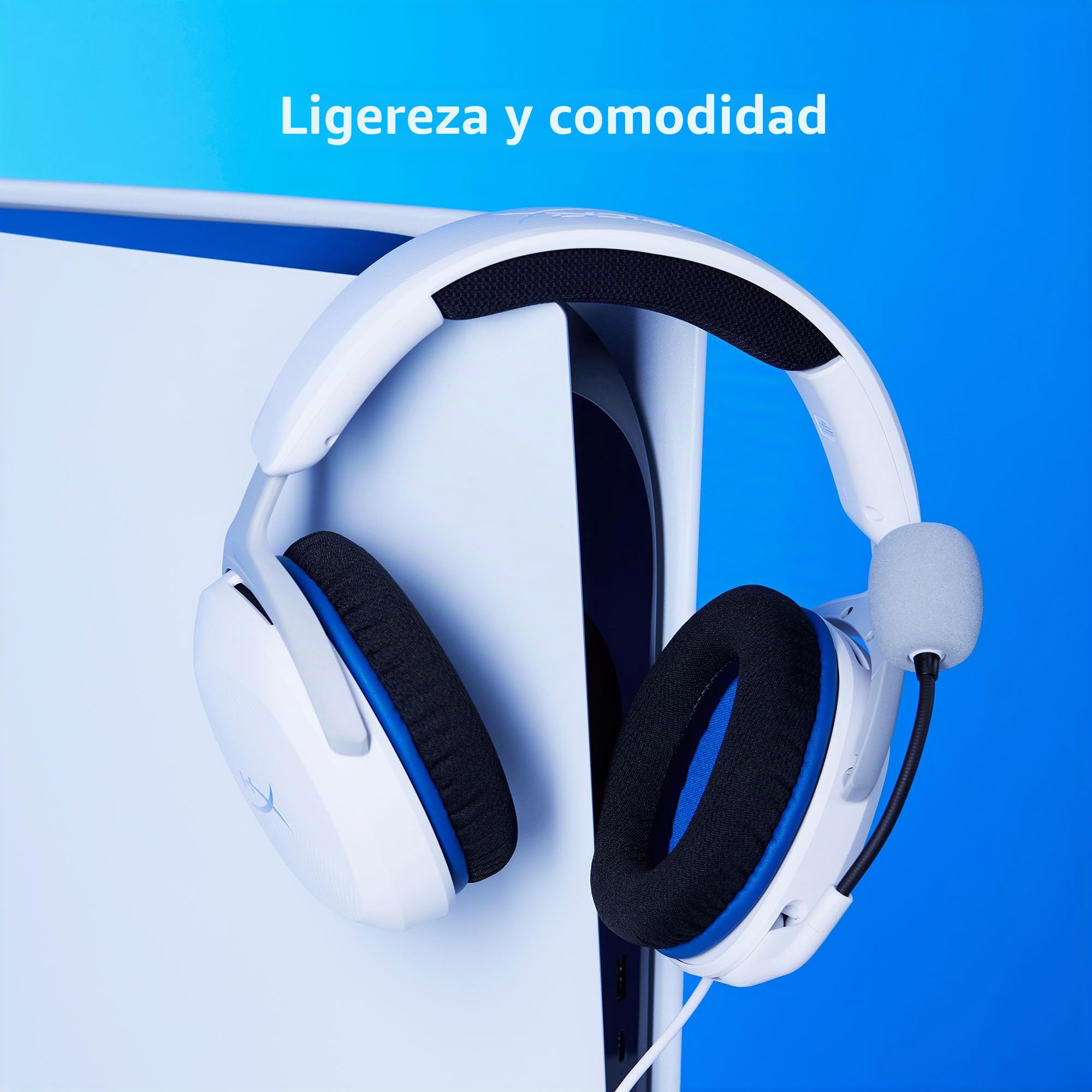 HyperX Cloud Stinger 2 Core, Cascos gaming para Playstation, Drivers de 40 mm y Audio Envolvente, 3.5 mm, Micrófono Plegable con cancelación de ruido - Blanco